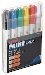 MARKERS, OIL-BASED, UNI PAINT PX-20, MEDIUM TIP, ASSORTED COLORS, 6/CT LARGE